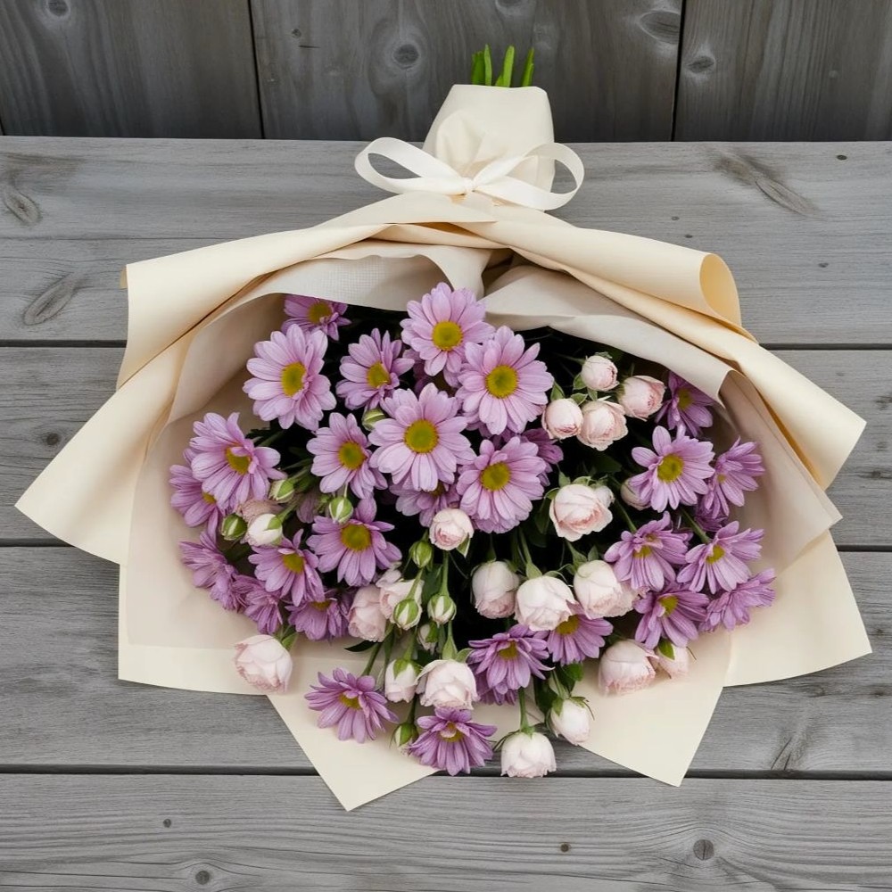 Букет цветов из: Розы и Хризантемы в Юшково