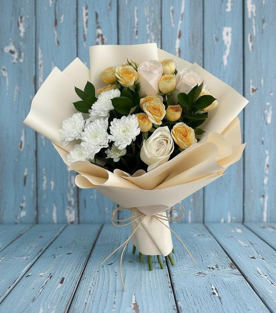 Букет цветов из: Розы и Хризантемы в Юшково