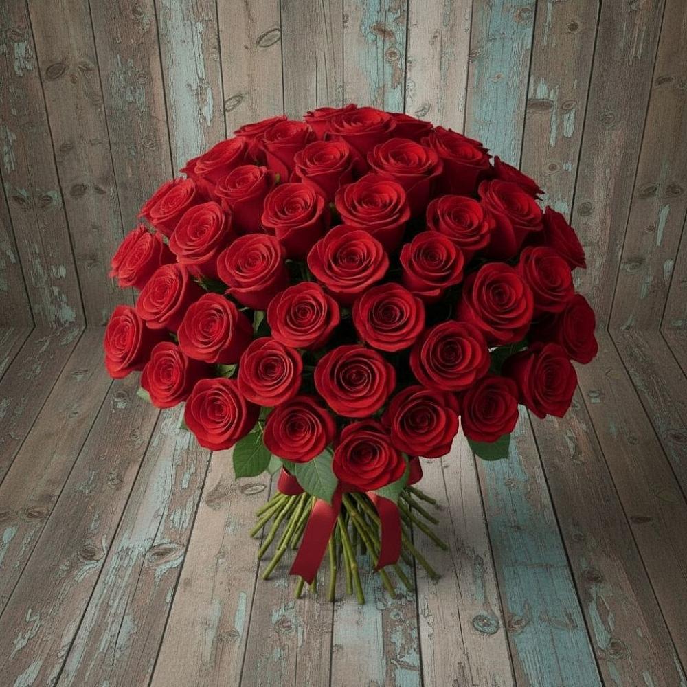 Букет 55 Красных роз Фридом в Юшково