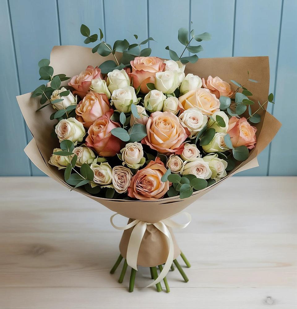 Букет цветов из: Альстромерии и Розы в Юшково