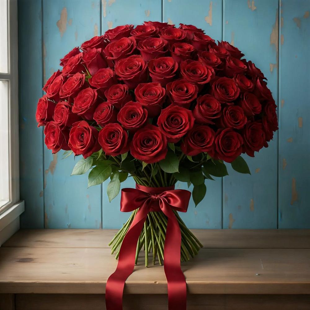 Букет Красные розы Блэк Меджик в Юшково