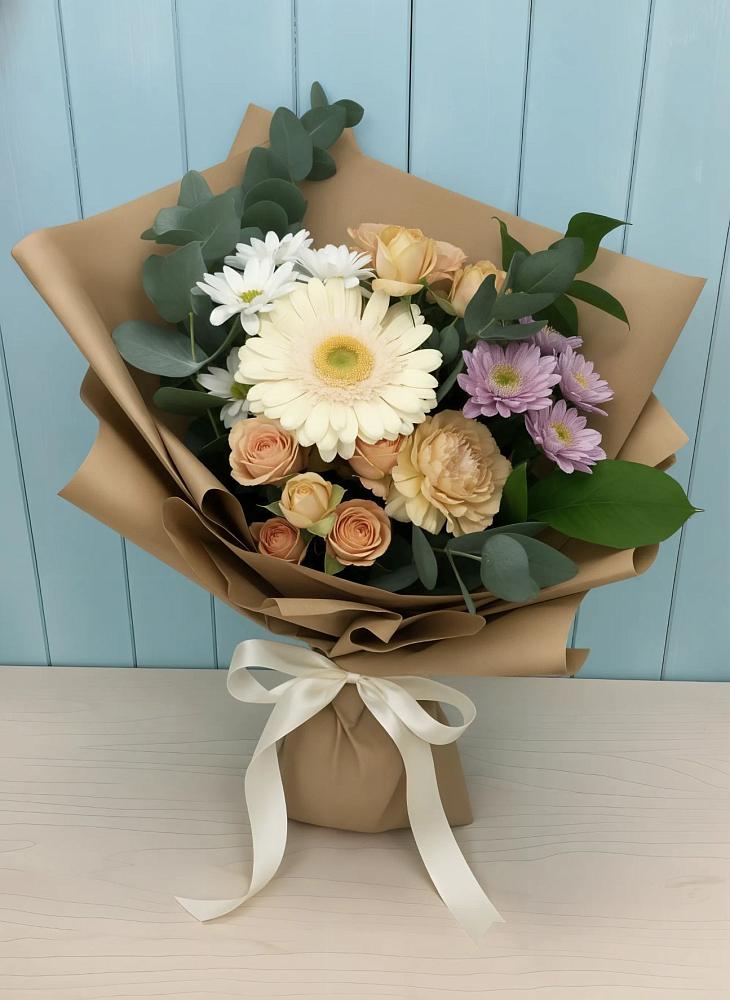 Букет цветов из: Герберы и Хризантемы в Юшково