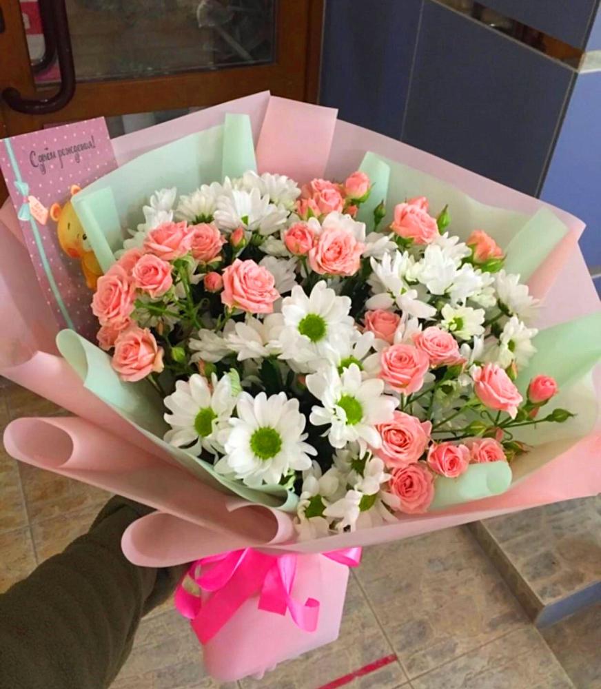 Букет цветов из: Розы и Хризантемы в Юшково