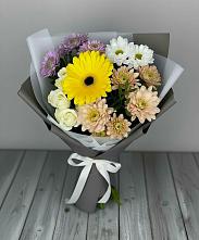 Букет цветов из:  Розы, Герберы и Хризантемы #REPLACE_PRED# Юшково