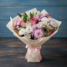 Букет цветов из:  Хризантемы, Альстромерии и Розы #REPLACE_PRED# Юшково