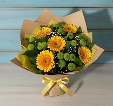 Букет цветов из:  Герберы и Хризантемы в Юшково