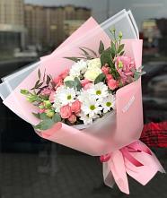 Букет цветов из:  Розы, Лизиантусы и Хризантемы в Юшково