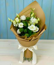 Букет цветов из:  Хризантемы и Лизиантусы #REPLACE_PRED# Юшково