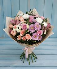Букет цветов из:  Хризантемы, Розы и Альстромерии #REPLACE_PRED# Юшково