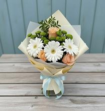 Букет цветов из:  Герберы, Розы и Хризантемы в Юшково